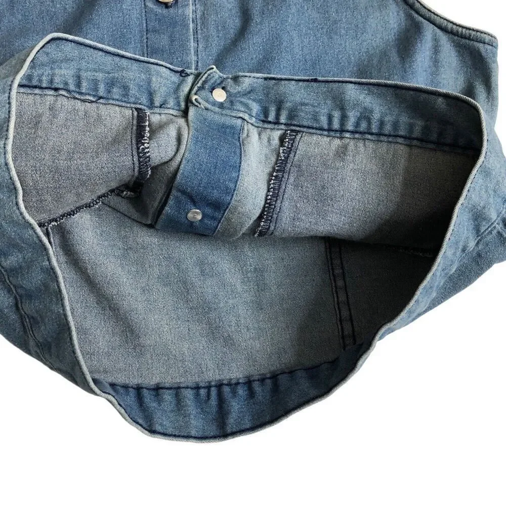 Vintage Talbots Vest Womens Small Blue Denim Button Front Cotton Spandex Pockets - Picture 10 of 15